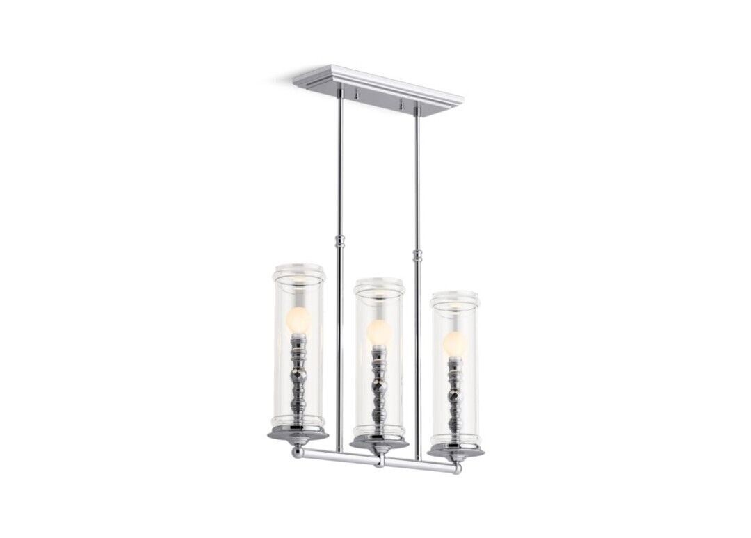 KOHLER Lighting - Damask 3 Light Linear Hanging Light (K-23344-CH03-CPL) - Polished Chrome